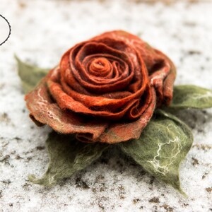 Mothers day jewelry Rose Brooch Rose Jewelry Felted Flower Brooch Needle Felted Rose Felt Brooch Wool Flower Gift for her felted brooch image 6