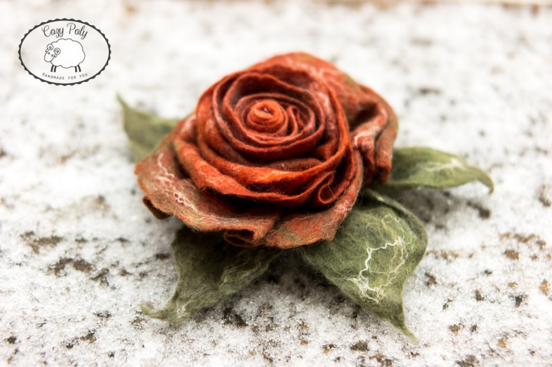 Mothers day jewelry Rose Brooch Rose Jewelry Felted Flower Brooch Needle Felted Rose Felt Brooch Wool Flower Gift for her felted brooch image 6