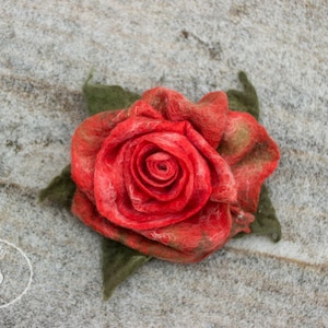 Mindfulness gift mom birthday gift Rose Brooch Wool Jewelry Flower Brooch Rose Jewelry Felted Brooch Felted Rose Felted flower wool image 2