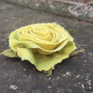 Felted woolen flower brooch Brooches 50th birthday gift Gift for her Gift mother Unique wife gift Accessories Merino wool Woolen rose Yellow