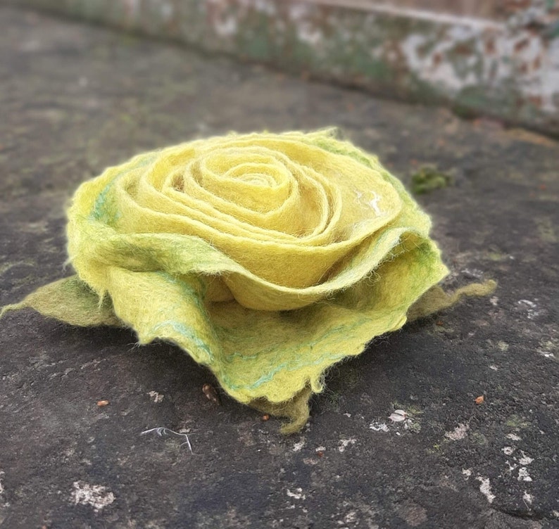 Felted woolen flower brooch Brooches 50th birthday gift Gift for her Gift mother Unique wife gift Accessories Merino wool Woolen rose Yellow