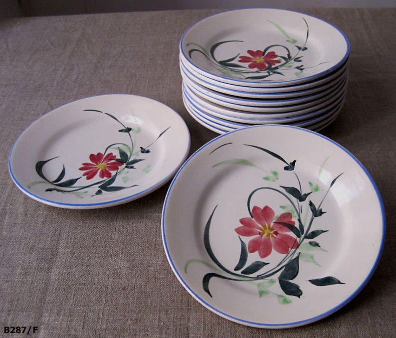 utensil Kitchen cottage.art of the holiday tables kitchen 12 hand-painted antique earthenware dessert plates