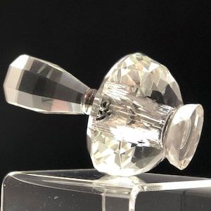 Vintage Crystal Perfume Bottle, Deco Hollywood with Stopper Lid Wand, Cut Glass Vanity Storage, Old Hollywood Dresser Decor