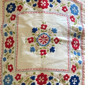 View of Antique Embroidered Flower Sack Pillowcase, Vintage Embroidery, Cotton ...
