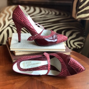 70s Designer Shoes, burgundy heels, Pin Up Shoes, Disco High Heels, Strappy Stiletto Pumps, Sexy Salsa Dancing Shoes, Vintage Dancing Heels