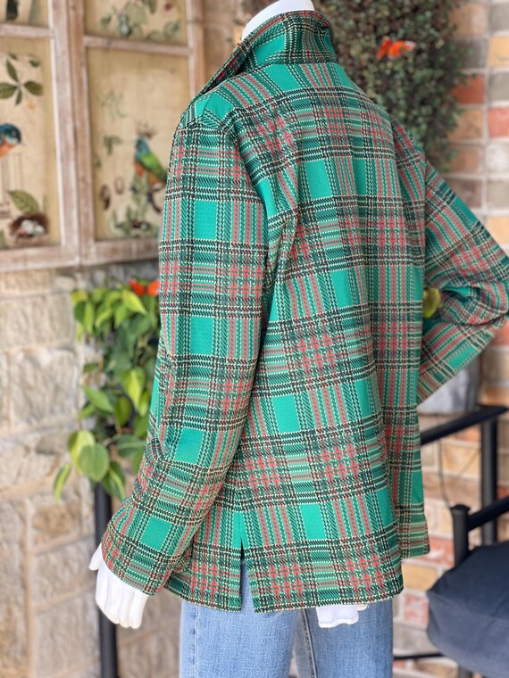 Authentic 60s Polyester Jacket, Bright Green Red … - image 6