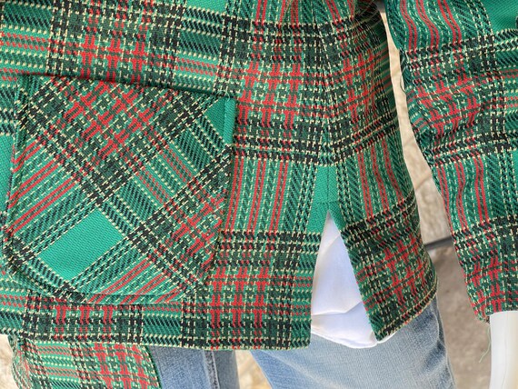 Authentic 60s Polyester Jacket, Bright Green Red … - image 7