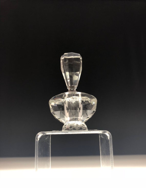 Vintage Crystal Perfume Bottle, Deco Hollywood wi… - image 3