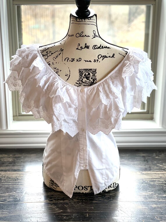 white ruffle lace blouse