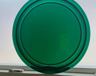 Vintage Green Pressed Glass Platter: Large Serving Tray (14.5")