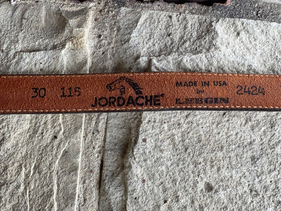 Vintage Jordache Leather Belt: Cognac Skinny Cinch Waist (28  display picture 1