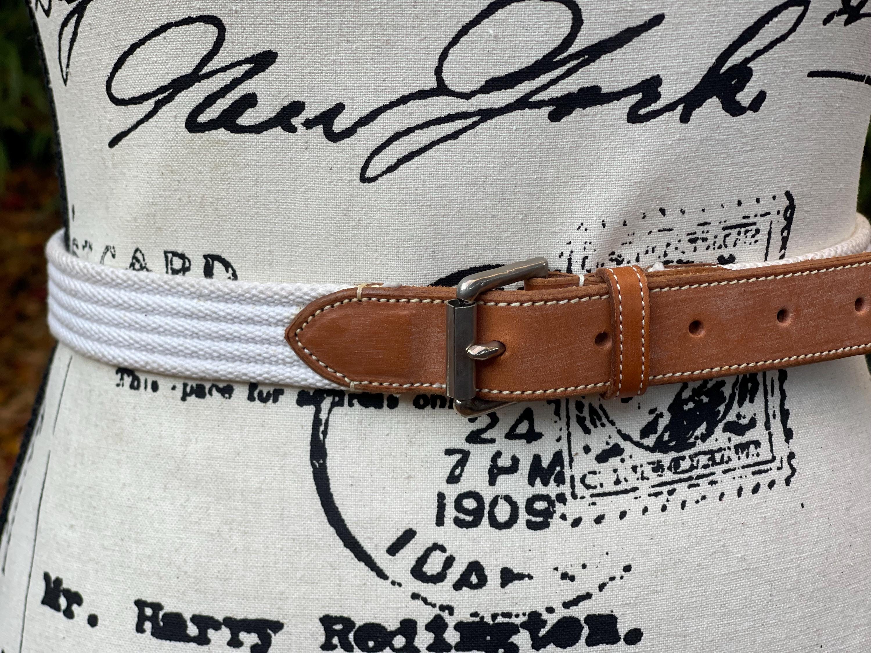 Vintage Ralph Lauren Canvas/Leather Belt W/ Oval Buckle 2752 Men’s Size 28 Ralph Lauren Collection Tooled-Buckle Pebbled Calfskin  main image 4
