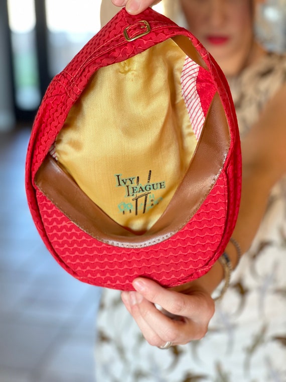Vintage Red Newsboy Cap: 60s Snap Brim Golf Hat - Etsy display picture 2