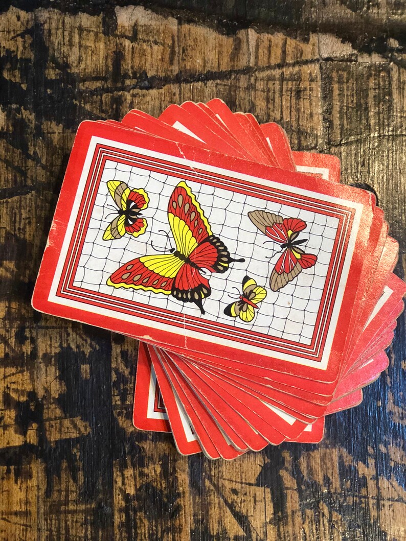 Vintage Whitman Bridge vintage butterfly Double Deck 2 Decks Playing Cards