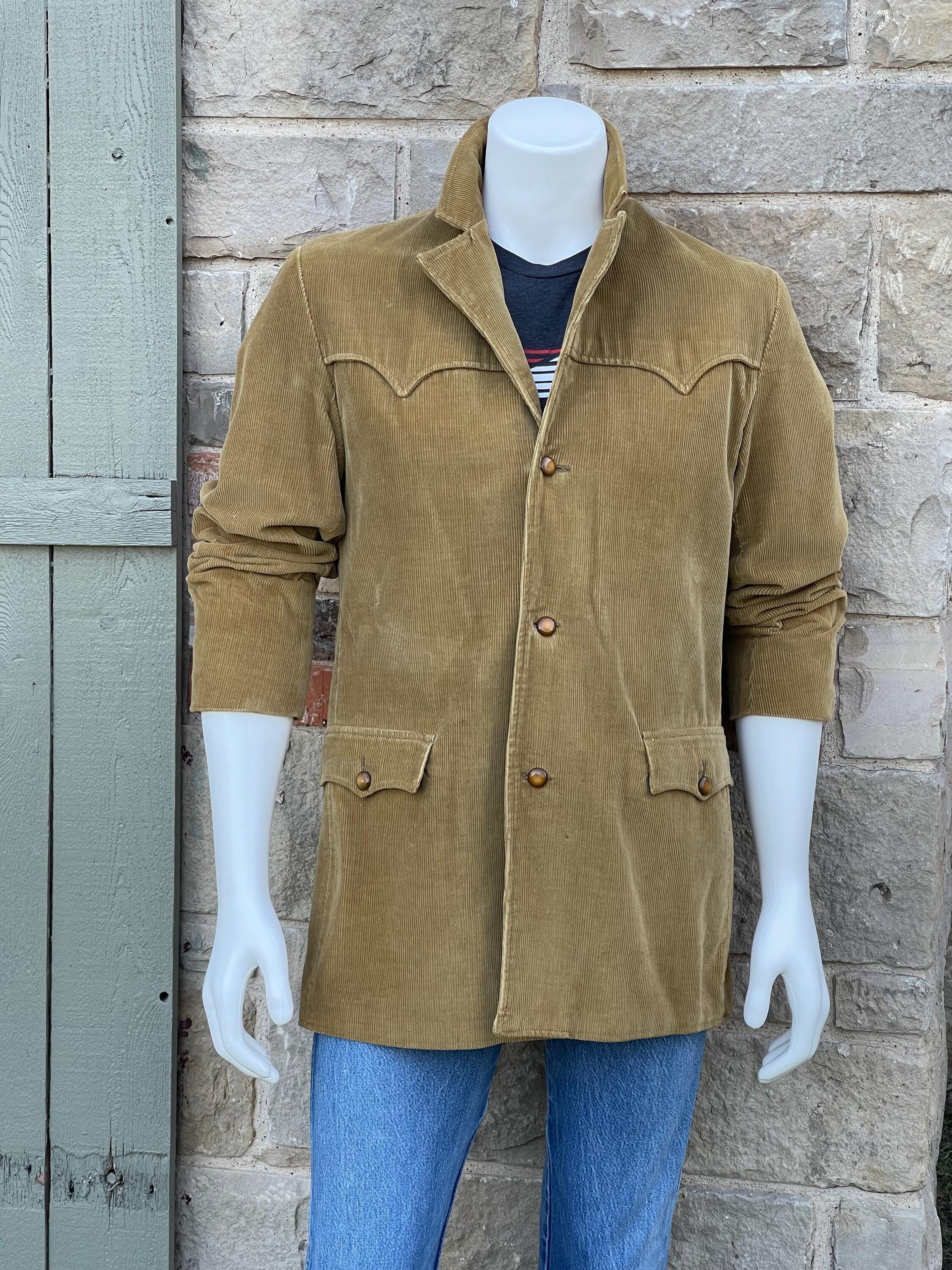 70s Brown Corduroy Jacket, Vintage Western Designer Sport