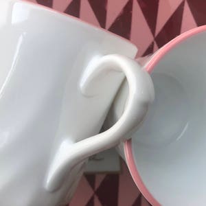 Cottagecore Tea Cups, White Corelle China Pink Stripe, Vintage Corningware Set, Romantic Dishes, Feminine Coffee Cups, Grandmacore Dishes