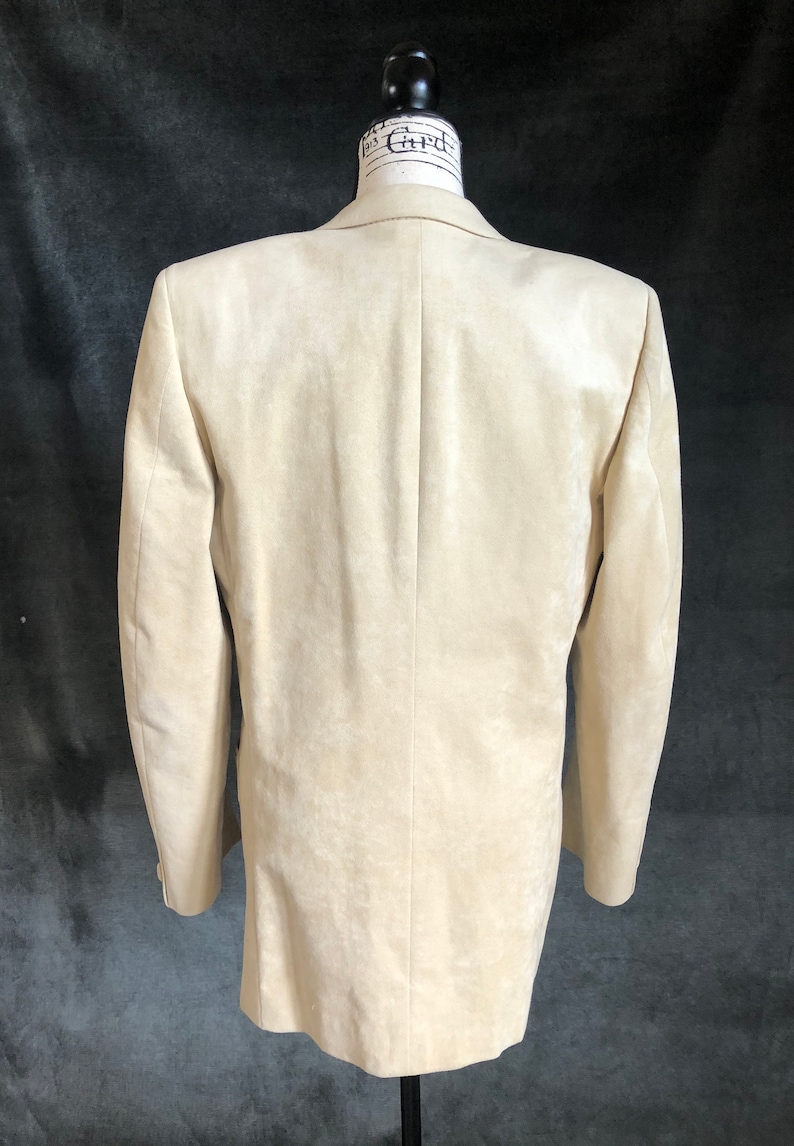 1980\u2019s Beige Designer Blazer Skinner Ultra Suede Fabric Napoleon Nash Fine Men\u2019s Wear