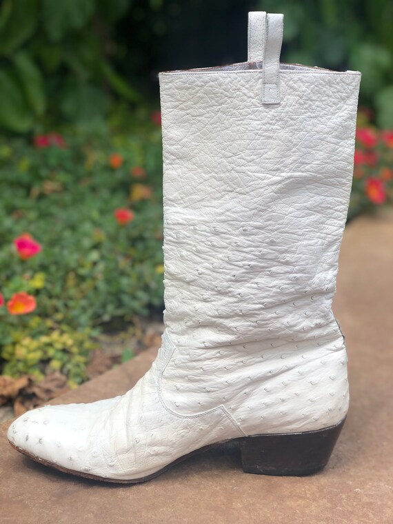 ostrich boots white