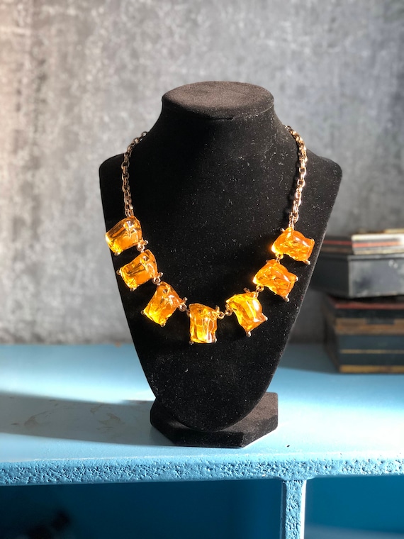 Vintage Lucite Necklace 1960s, Unique Rare Chunky 