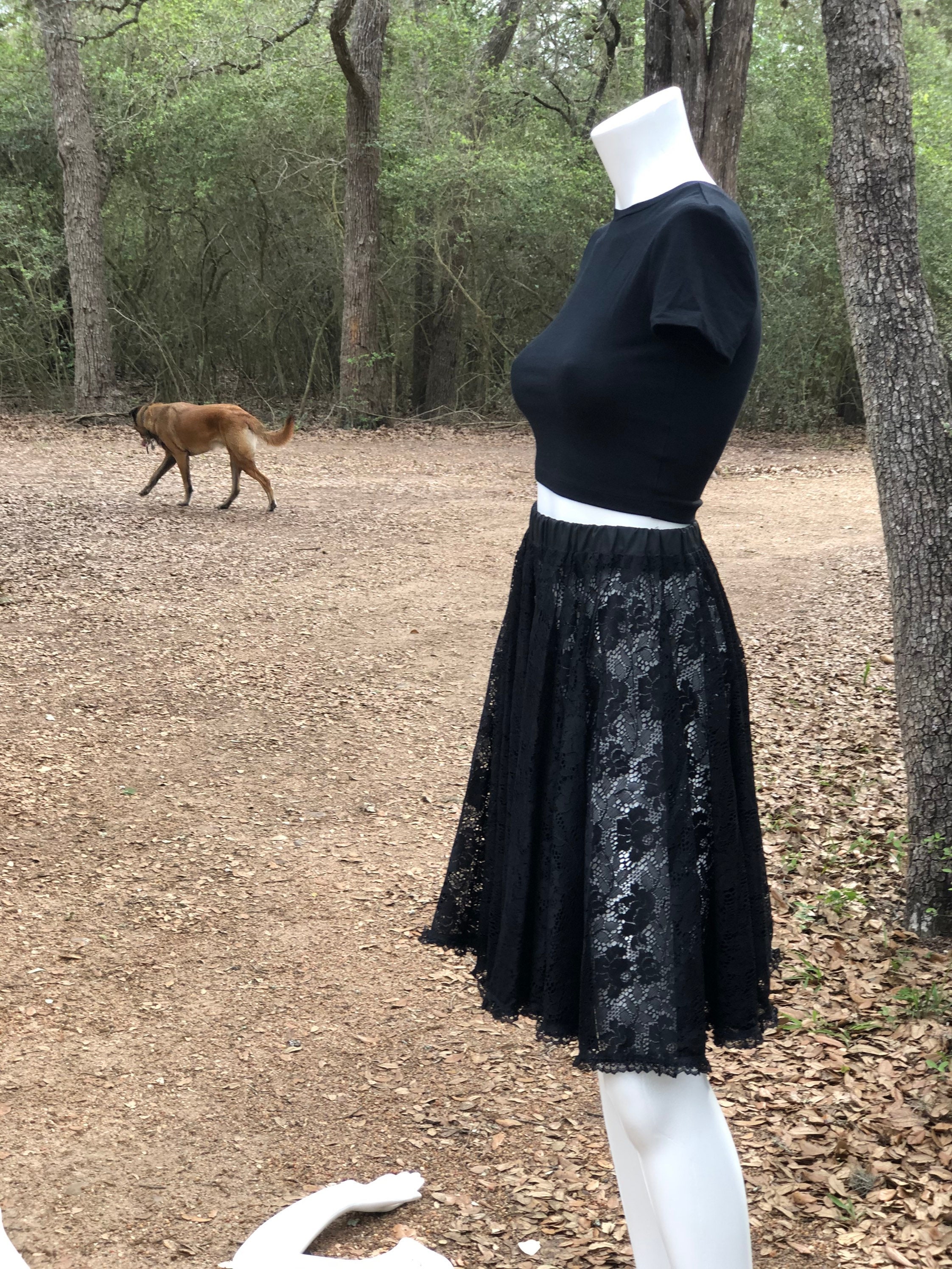 Women's Black Lace Ribbon Trim Maxi Skirt - Size 0