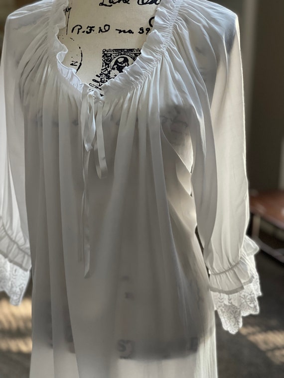 Victorian Nightgown, White Sheer Nightgown, Gathered … - Gem