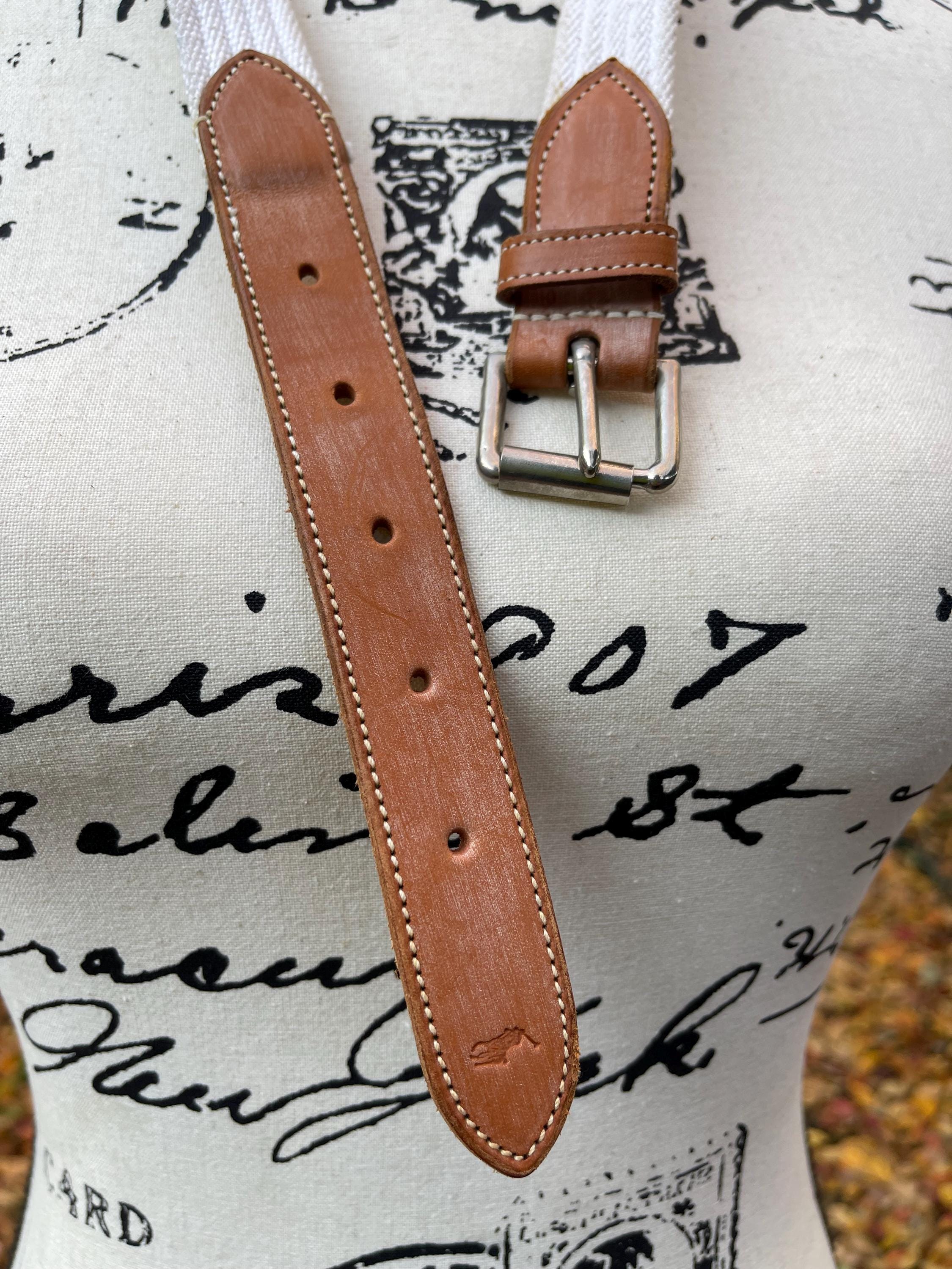 Vintage Ralph Lauren Canvas/Leather Belt W/ Oval Buckle 2752 Men’s Size 28 Ralph Lauren Collection Tooled-Buckle Pebbled Calfskin  main image 2