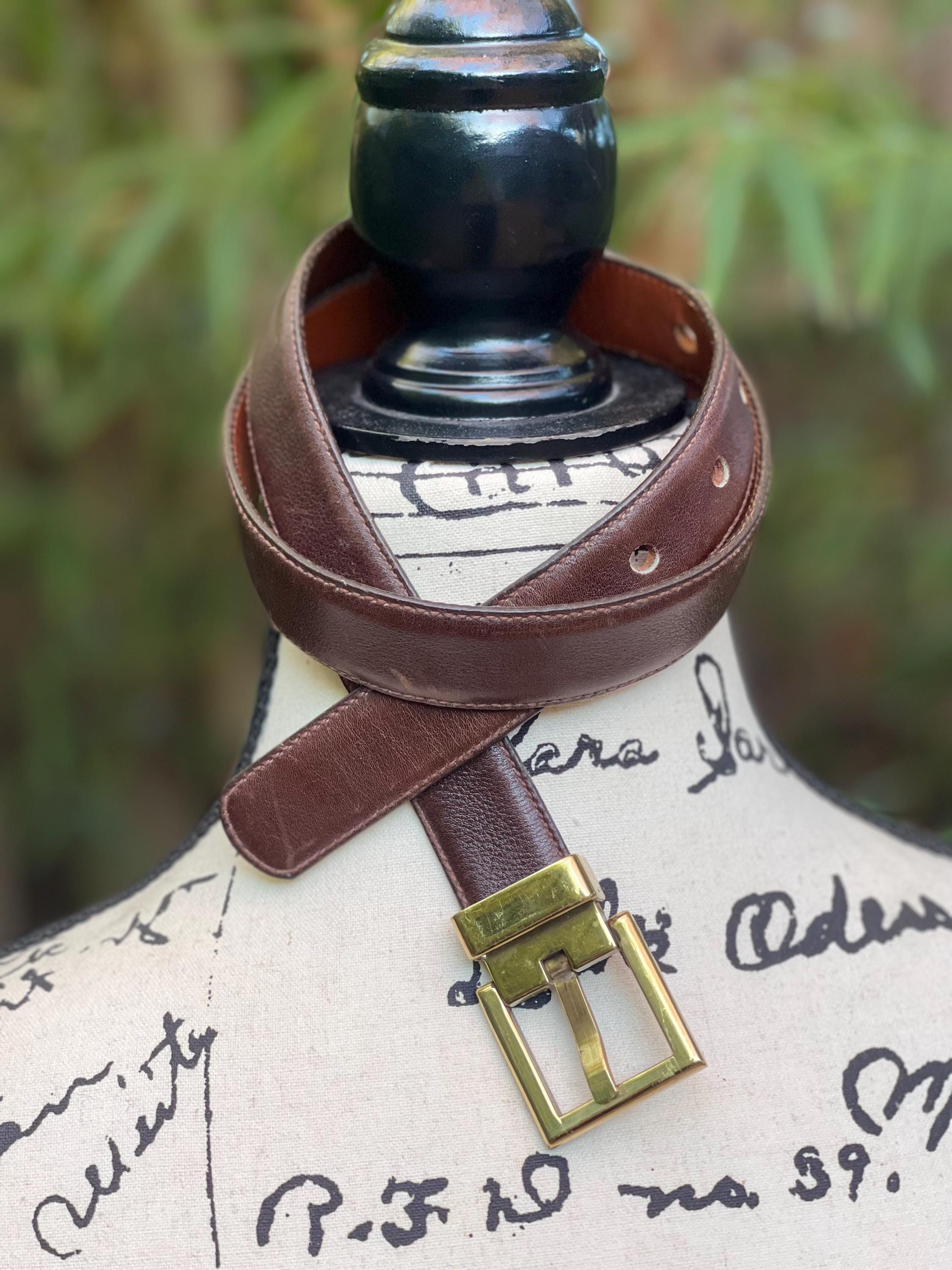 Vintage Dooney & Bourke Brown Leather Belt: Brass Buckle  display picture 3