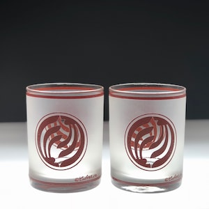 Culver LTD Whiskey Glasses (Set of 2): Frosted Kamon Crest MCM Barware