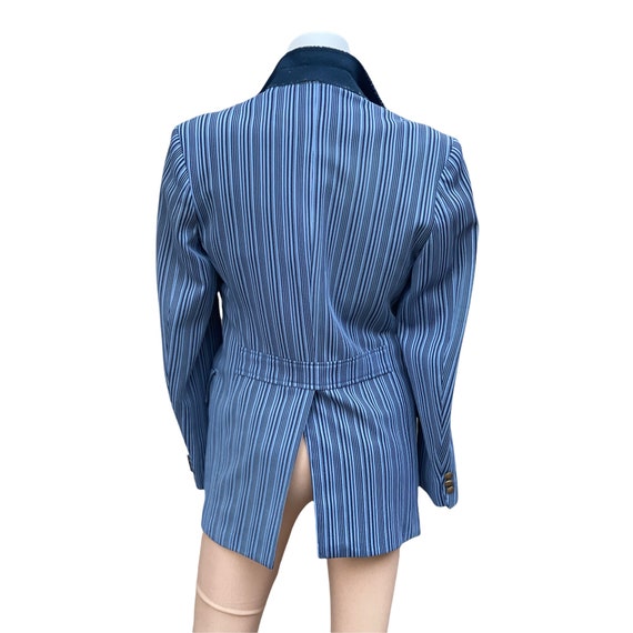 Blue pinstripe polyester jackets clearance