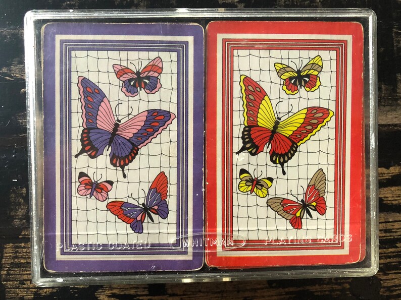 Vintage Whitman Bridge vintage butterfly Double Deck 2 Decks Playing Cards