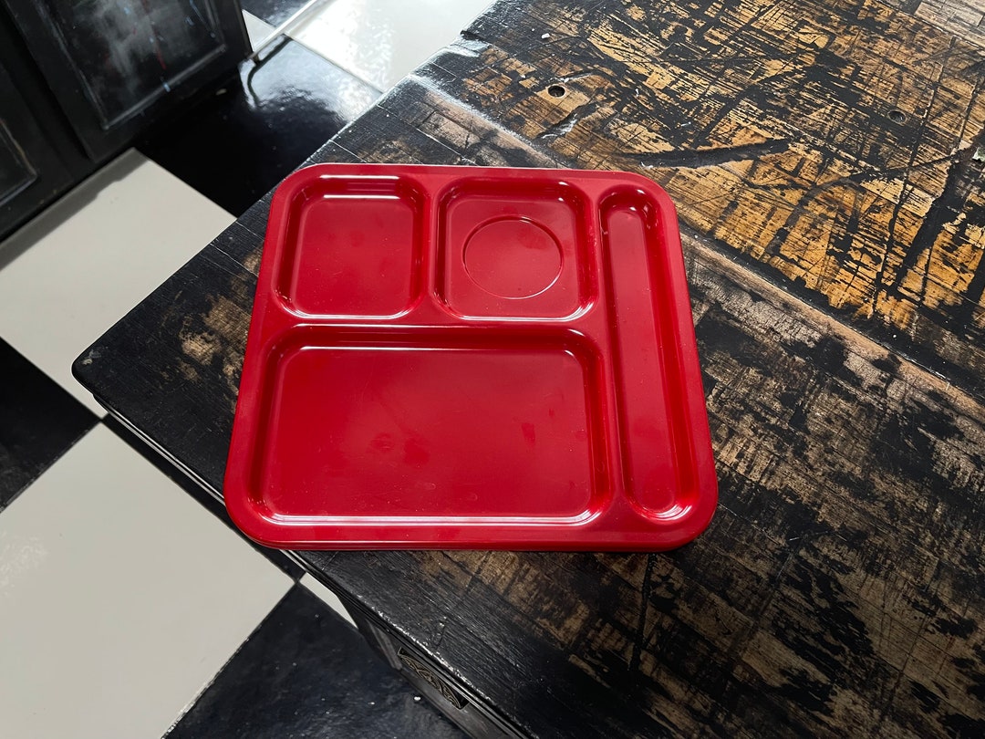 Red Melamine Lunch Trays, Vintage TV Trays, Texas Ware Lunch Tray, Red