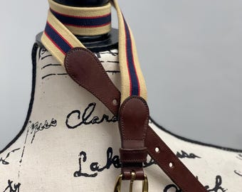 Dooney & Bourke Vintage 1980’s Equestrian Stripe Belt (EUC) Vintage Dooney & Bourke Wool Surcingle Belt Brass Buckle  main image 3