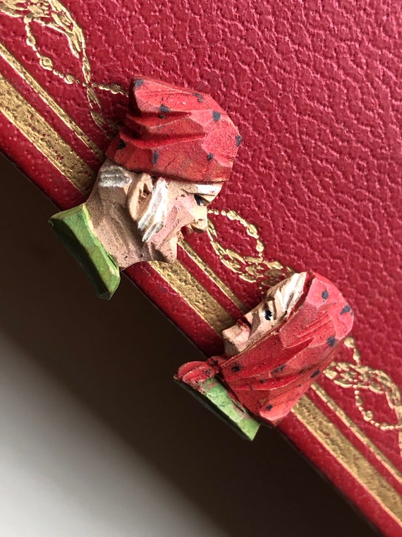 Vintage Folk Art Carved Wooden Earrings, Souvenir 