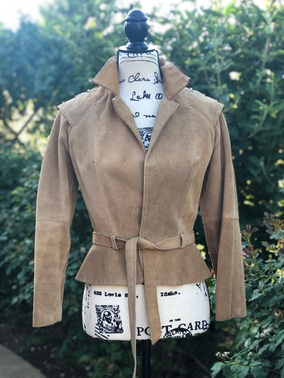 Vintage 1980s Cropped Suede Jacket, 40s Pin Up, St