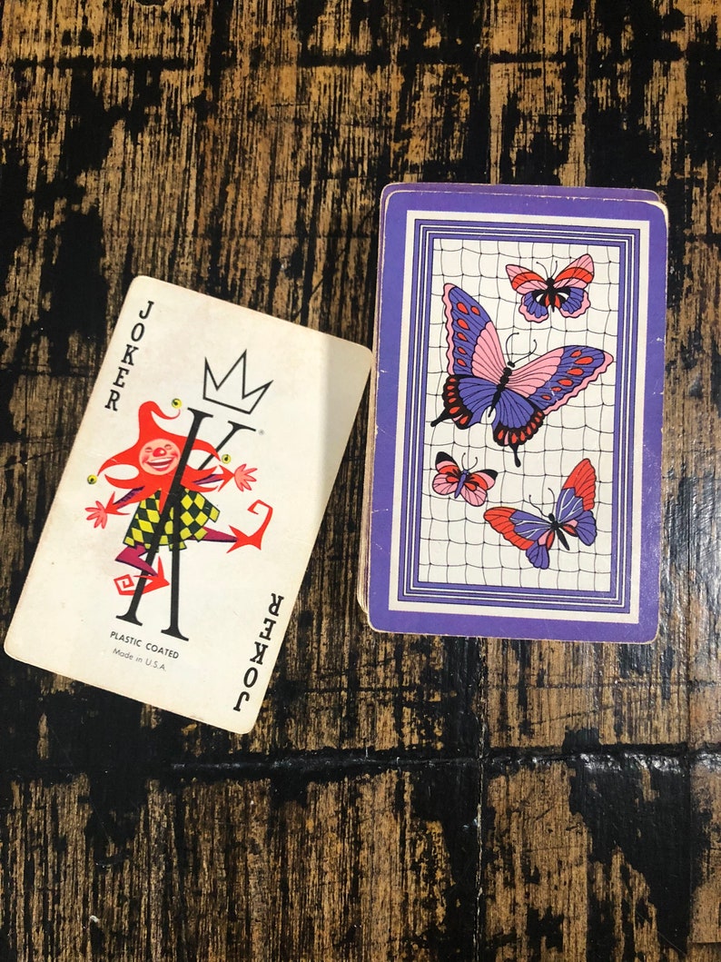 Vintage Whitman Bridge vintage butterfly Double Deck 2 Decks Playing Cards
