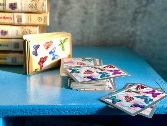 Vintage Whitman Bridge vintage butterfly Double Deck 2 Decks Playing Cards