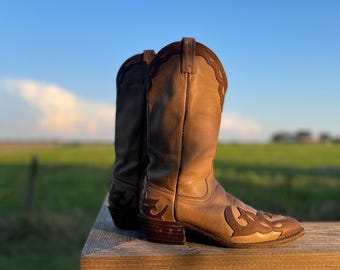 80s Vintage Justin Cowboy Boots: Black Ostrich Leather  display picture 2