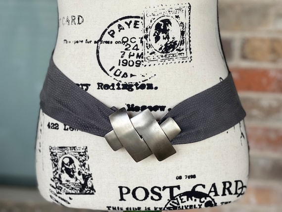 Vintage Calderon Gray Suede Belt, Low Slung Belt,… - image 1