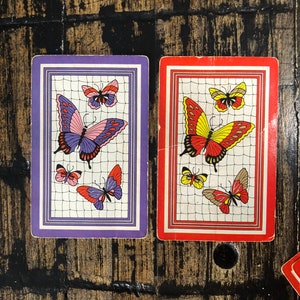RESERVED for KALA Vintage Whitman Bridge vintage butterfly Double Deck 2 Decks Playing Cards, Vintage Games