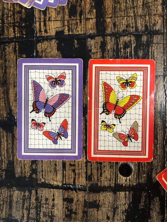 Vintage Whitman Bridge vintage butterfly Double Deck 2 Decks Playing Cards