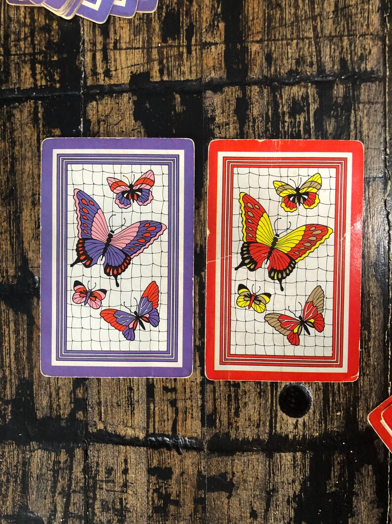 Vintage Whitman Bridge vintage butterfly Double Deck 2 Decks Playing Cards