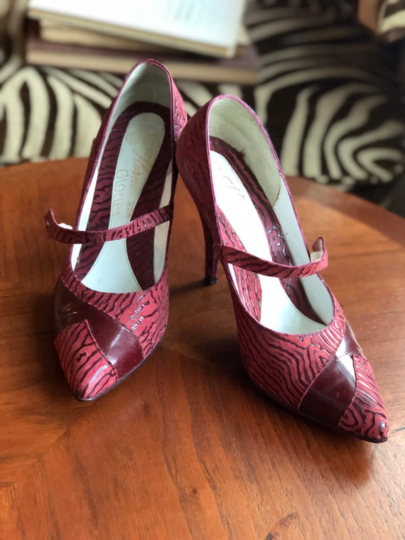 70s Designer Shoes, burgundy heels, Pin Up Shoes,… - image 9