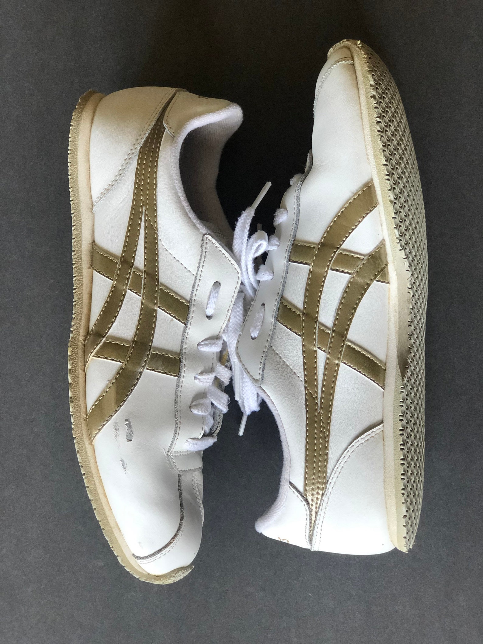 Asics Cheerleading Shoes 7.5 Vintage White Gold ASICS Retro Etsy