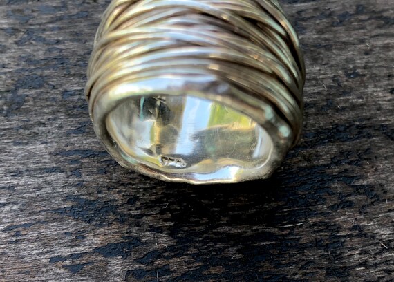 Sterling Silver Brutalist Ring, Bohemian Designer… - image 8