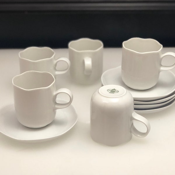 White Whimsical Tea Set, German Porcelain, Cottagecore Dishes, Farm House Decor Style, Scalloped White Porcelain, French Country Tea Set