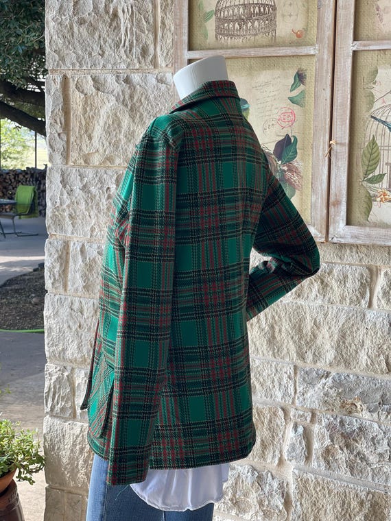 Authentic 60s Polyester Jacket, Bright Green Red … - image 8