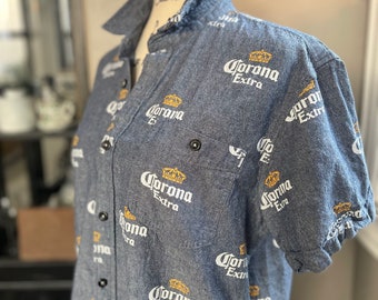 Corona Extra Chambray Button-Down Shirt - Beer Advertising (Medium)