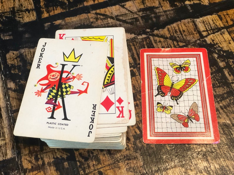 Vintage Whitman Bridge vintage butterfly Double Deck 2 Decks Playing Cards