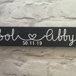 Personalised Family Name Sign custom wooden sign with any names, personalised family sign, wedding gift, wedding present, anniversary gift Grey stained