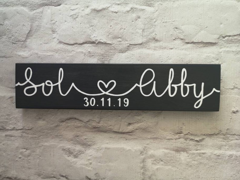Personalised Family Name Sign custom wooden sign with any names, personalised family sign, wedding gift, wedding present, anniversary gift Grey stained